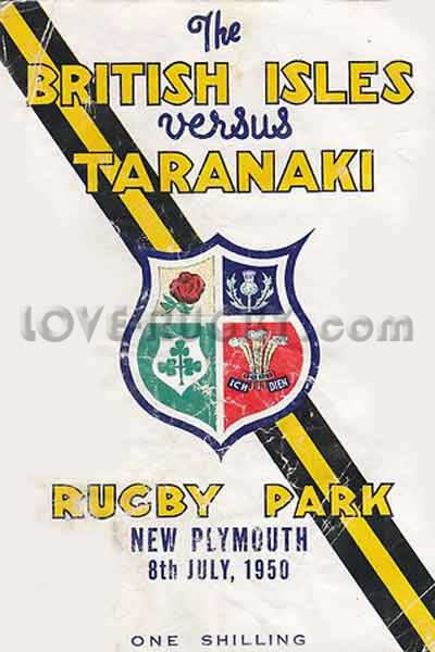 1950 Taranaki v British Isles  Rugby Programme